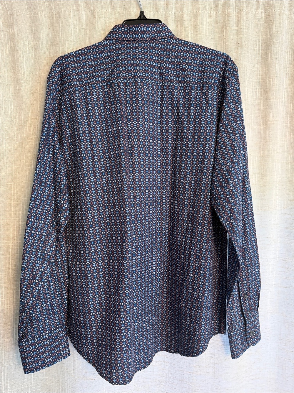 NWT - Men’s L- Robert Graham Navy and Light Blue Printed Button-Down Shirt - Picture 4 of 4